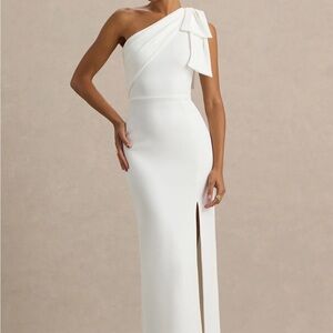 Club L Kiri One-Shoulder White Evening Gown